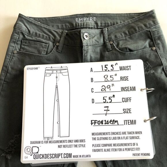 Empyre Tessa Skinny Jeans Women's Size 7 Olive Green Distressed with Stretch - Picture 4 of 11